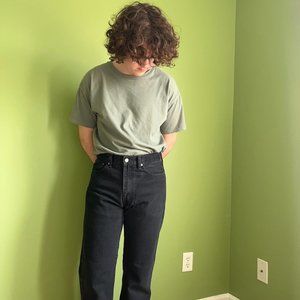 Black Men's Levi's 505 fit straight leg high rise jeans 34x30